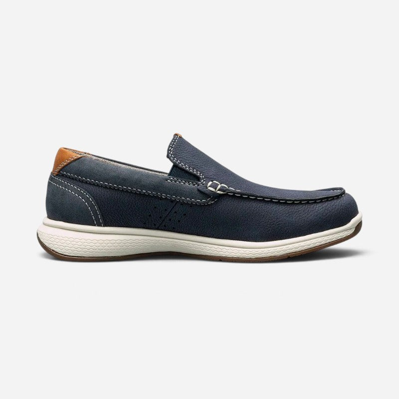 Men's Crossover Moc Toe Slip On Navy Nubuck/Cognac Milled
